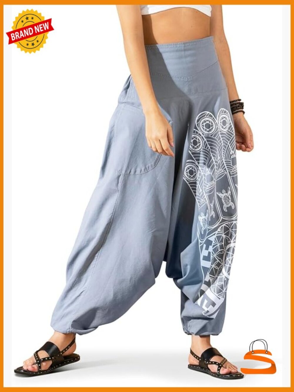 Women's Oversized Cotton Harem Pants, Boho Hippie Palazzo Pants
